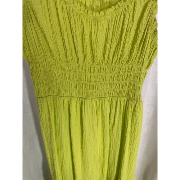 Urban Outfitters Smocked Ruffle Strap Dress M Milkmaid Farmcore Lime Green Midi - Picture 5 of 7